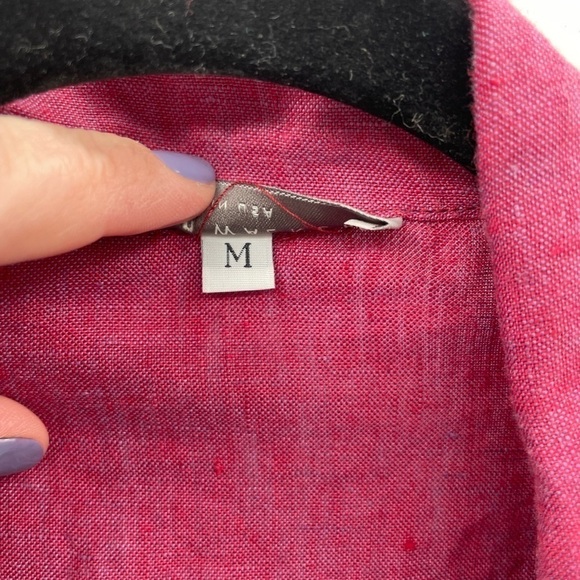 Bryan walker maroon open front 100% linen lagonlook woman bohemian jacket medium - Picture 8 of 9